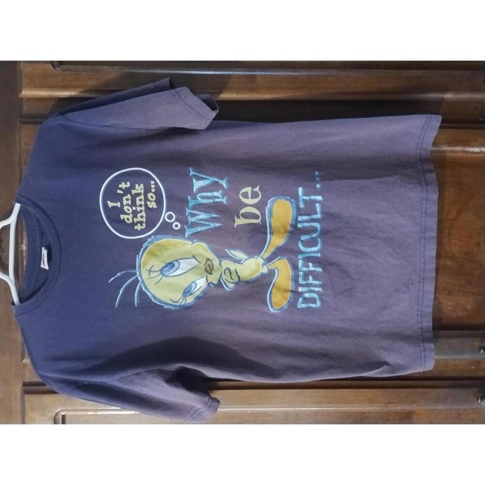 Vintage 90s Looney Tunes T-shirt Tweety, Why Beโ Difficult? Be Impossible Medium